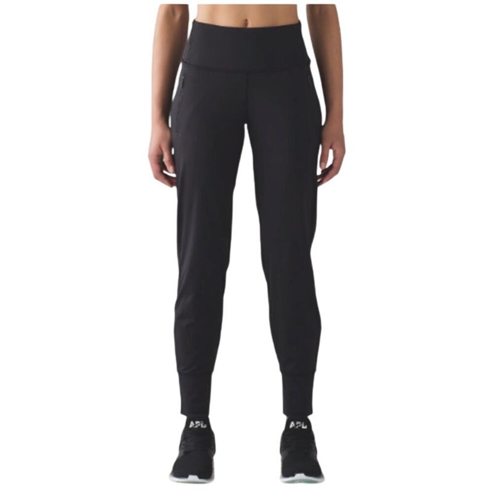 Lululemon 2 Womens Fresh Tracks Pant Black Pockets Reflective Running Gym Active